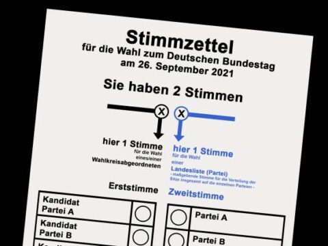 Stimmzettel für die Bundestagswahl